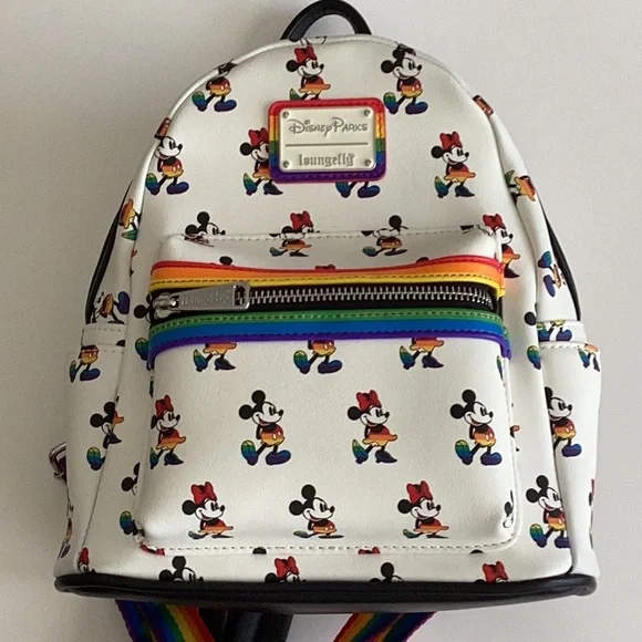 Disney Parks Rainbow Collection Mickey and Minnie Mini Loungefly Backpack